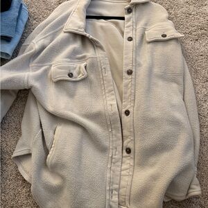 Free People Cream Button Down Shirt